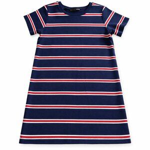 Navy Striped T-Shirt Dress Red White A-Line Casual Short Sleeve Dress